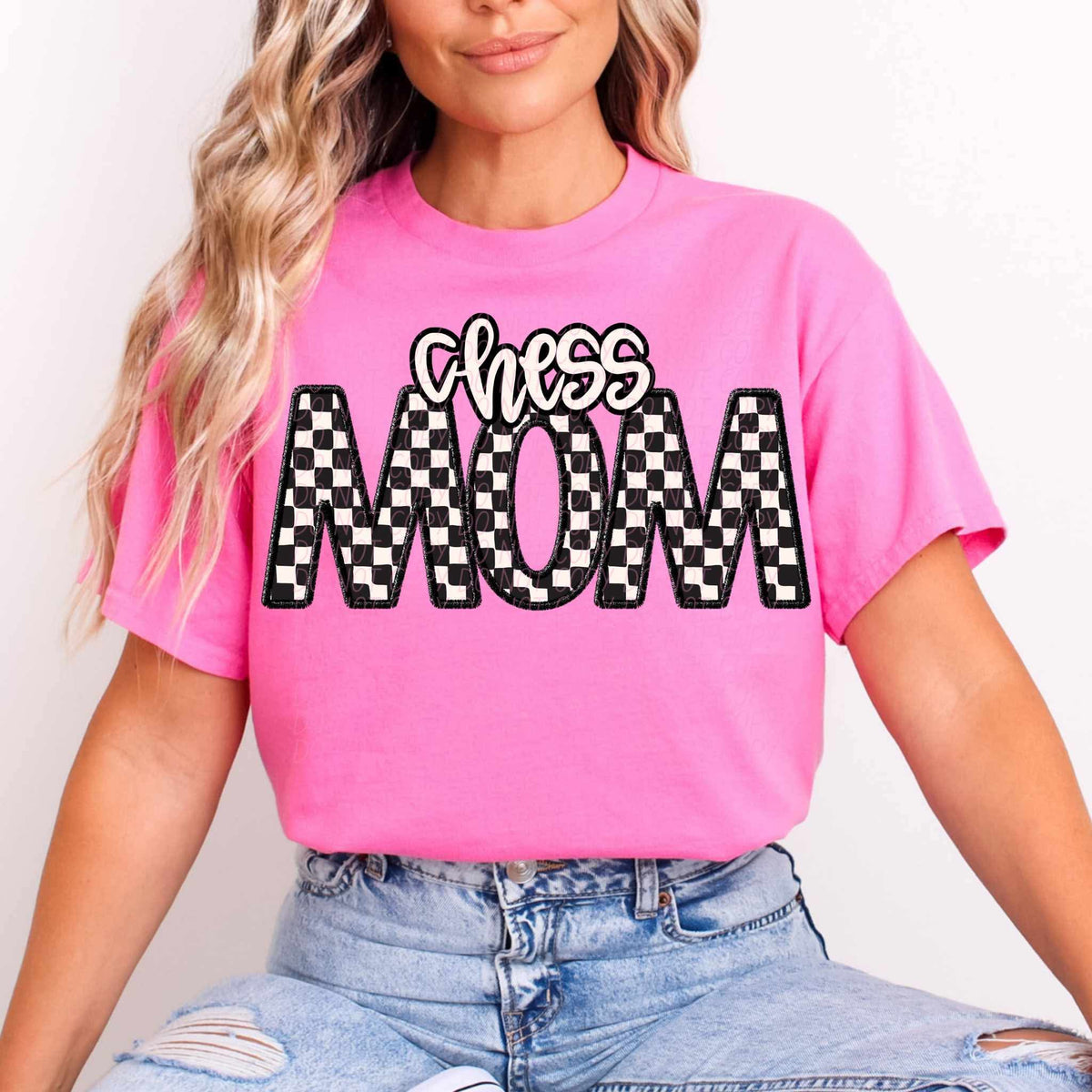 Chess mom checkered city DTF transfer