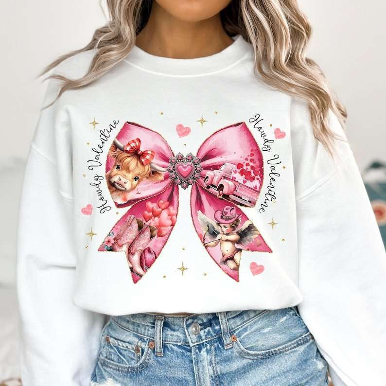 Howdy valentines bow 77718 DTF transfer