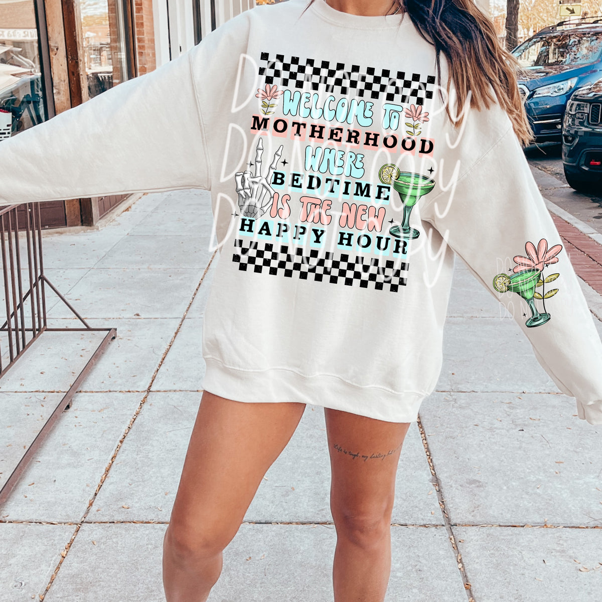 Welcome to motherhood where happy hour is the new bedtime 30299 DTF transfers