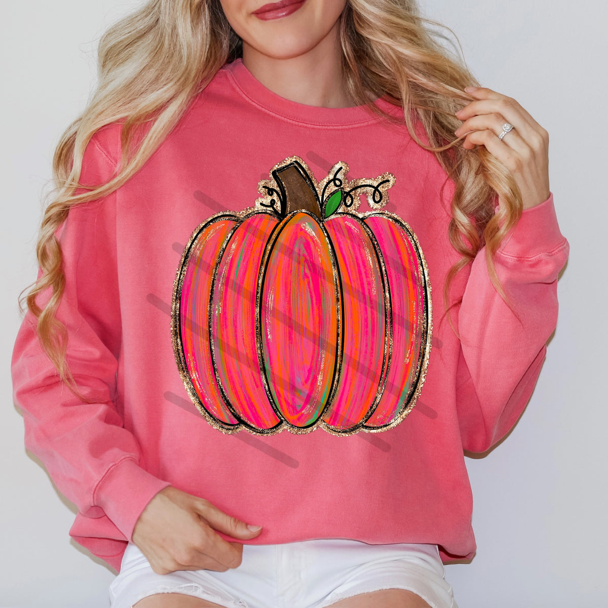 Pink and Orange Brushstroke Pumpkin 114102 DTF transfer