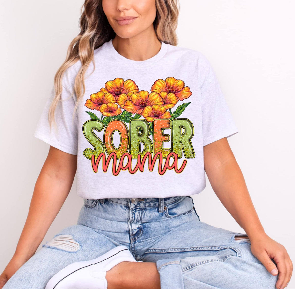 Sober mama yellow flowers 95228 DTF transfer