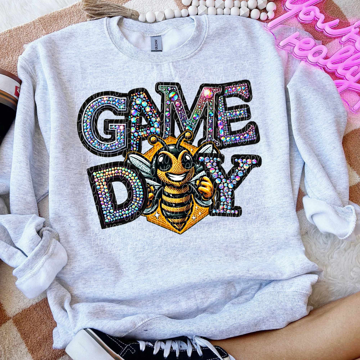 Game day Yellowjackets rhinestone colored mascot (CITY) 44392 DTF transfer