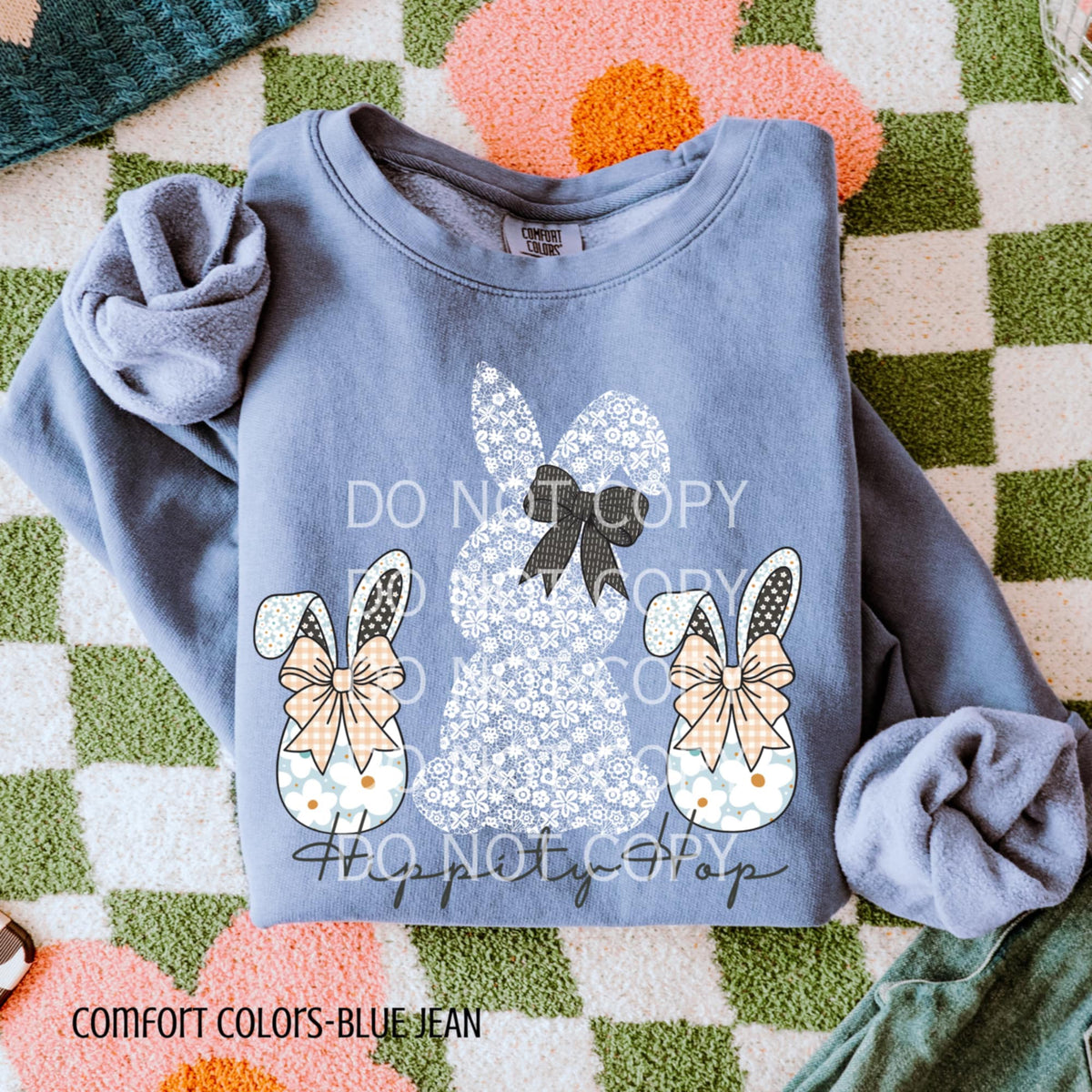 Hippity hop bunnies black bow (CSG) 87968 DTF transfer