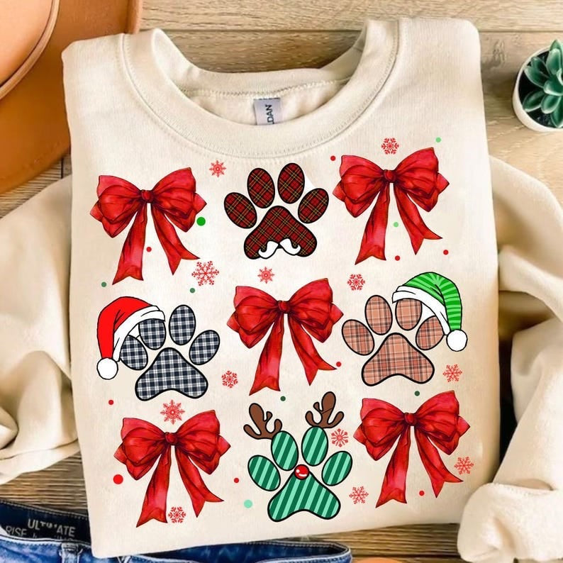 Christmas paw collage 64827 DTF transfer