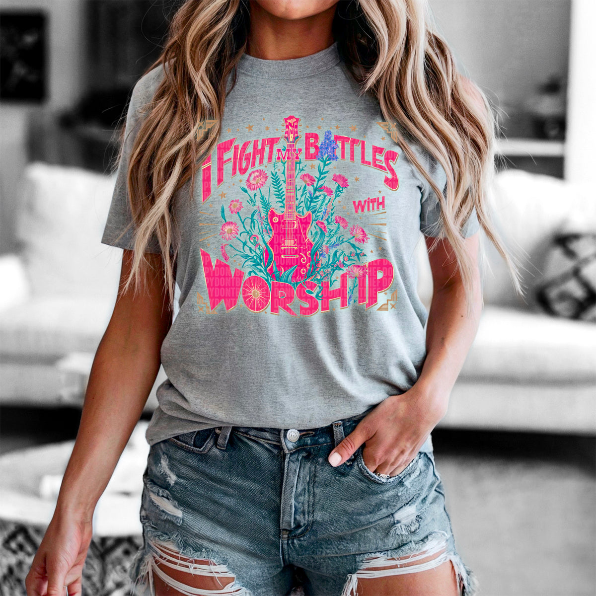 I fight my battles with worship 95005 DTF transfer
