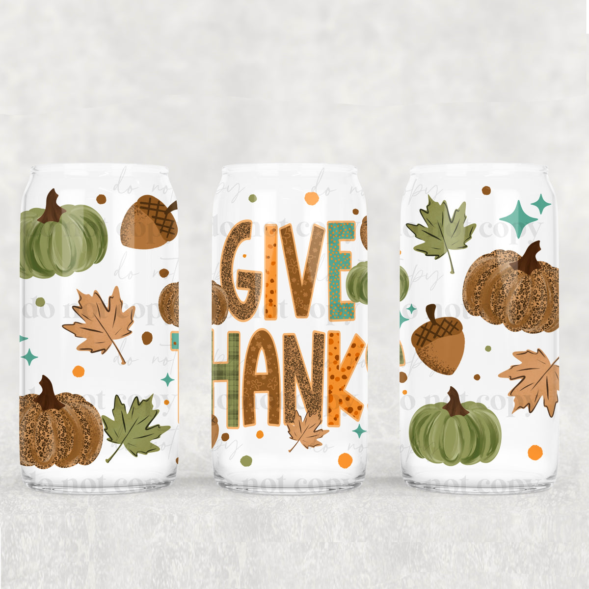 Give thanks green pumpkins (CSC) UV DTF WRAP
