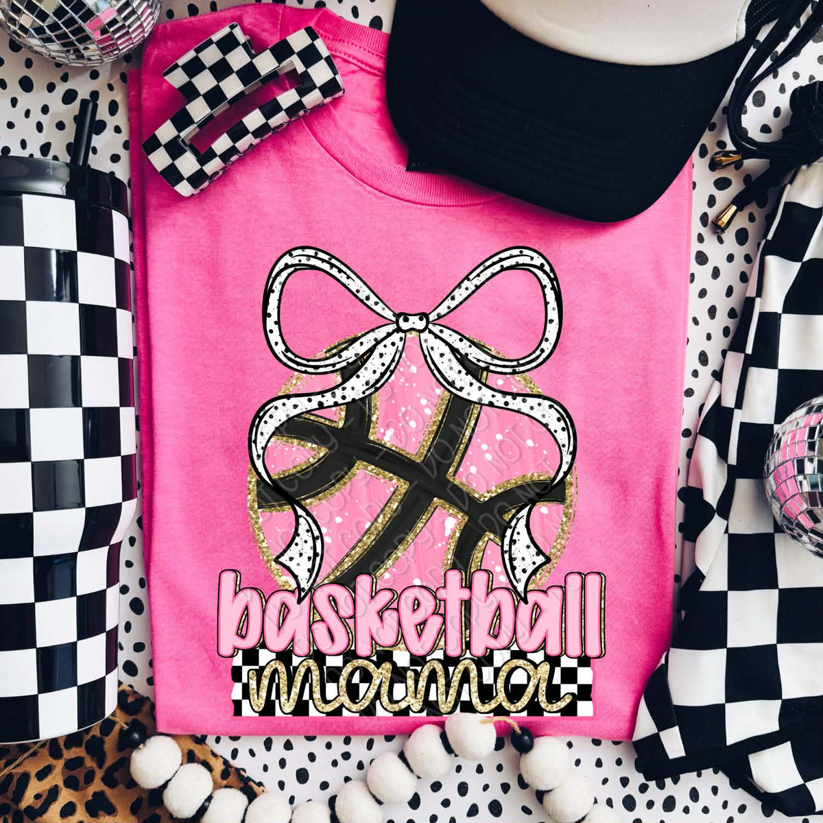 Basketball mama pink with bow (DWS) DTF Transfer