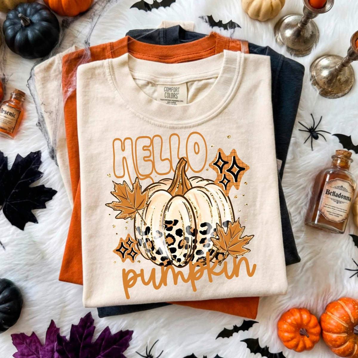 Hello pumpkin white and leopard pumpkin Sunday Special DTF transfer