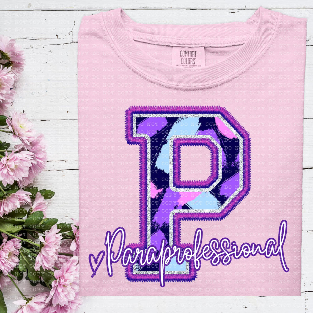 P paraprofessional purple brushstrokes (ECHT) 93990 DTF transfer