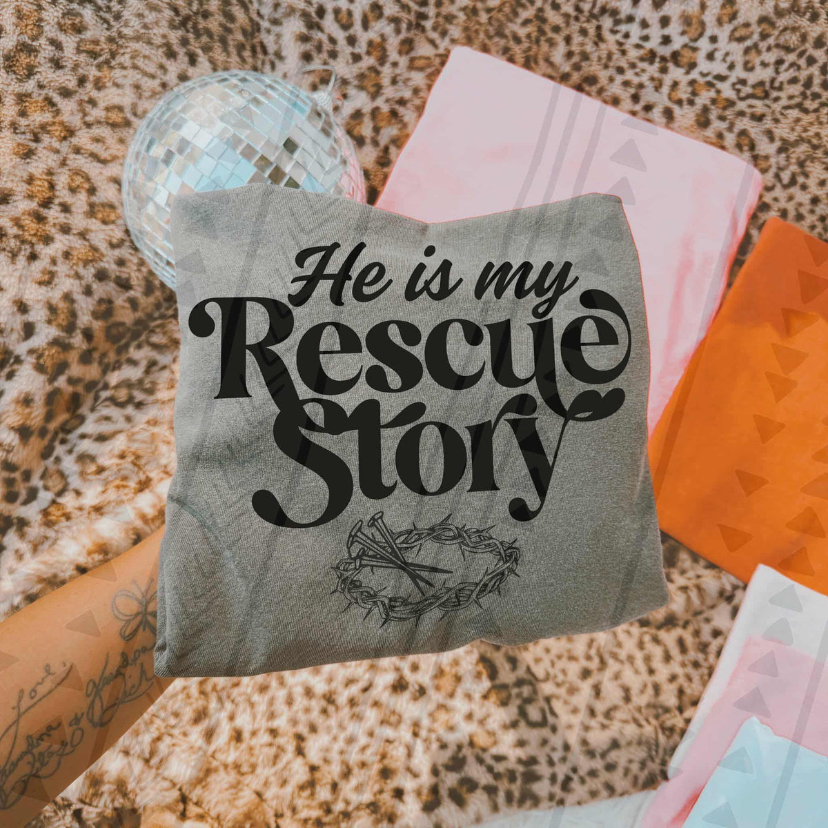 He is my rescue story BLACK TGG 113439 DTF Transfer