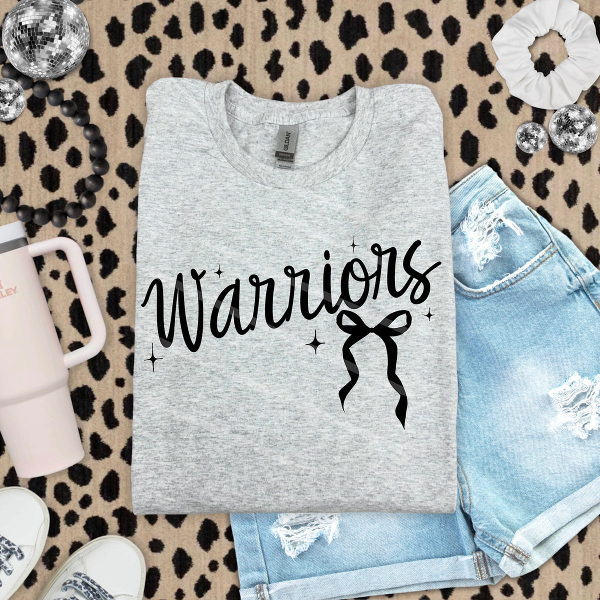 Warriors Mascot with Black Bow scarlow 110228 DTF transfer