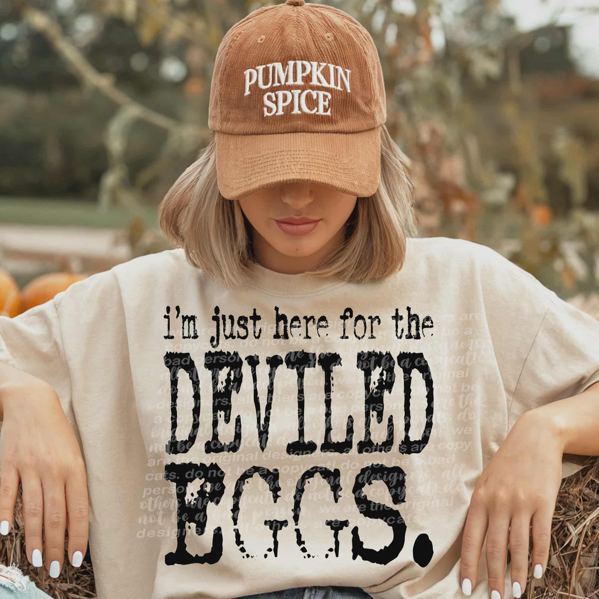 Here for the Deviled Eggs black font (TTD) DTF transfer