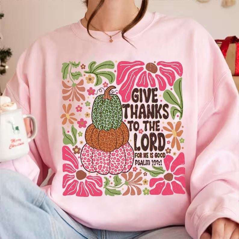 Give thanks to the lord stacked pumpkins 64938 DTF transfer