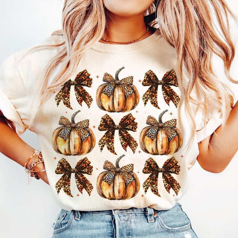 Pumpkin bow grid 50988 DTF transfer
