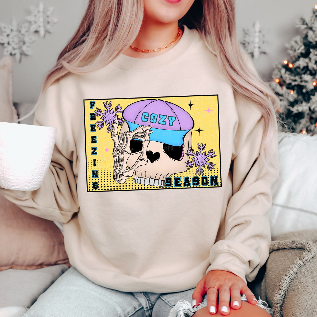 Cozy Season (blue hat) 30251 DTF transfer