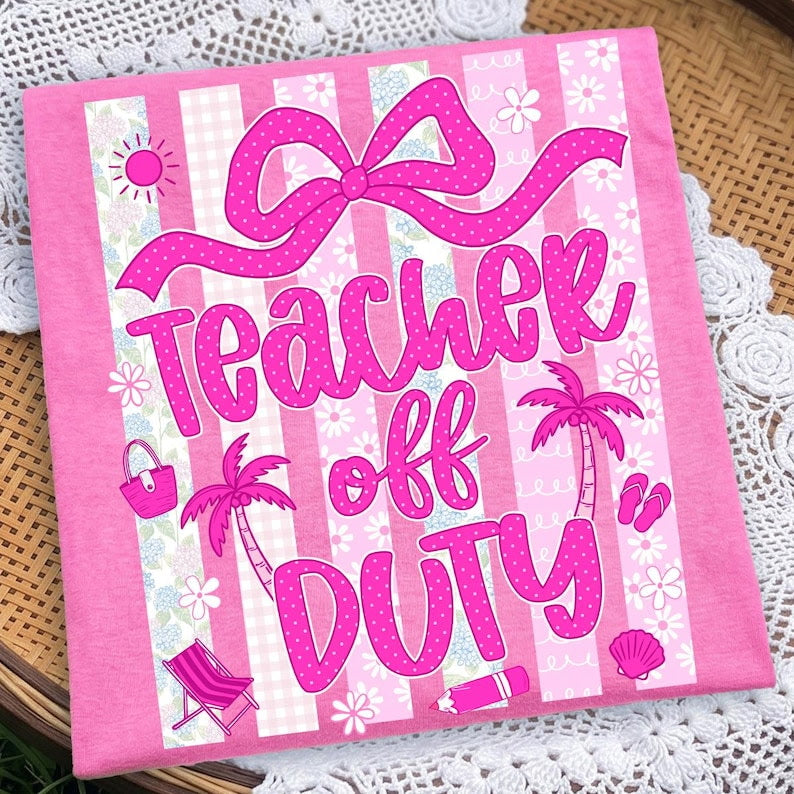 Teacher off duty stripes Sunday Special DTF transfer
