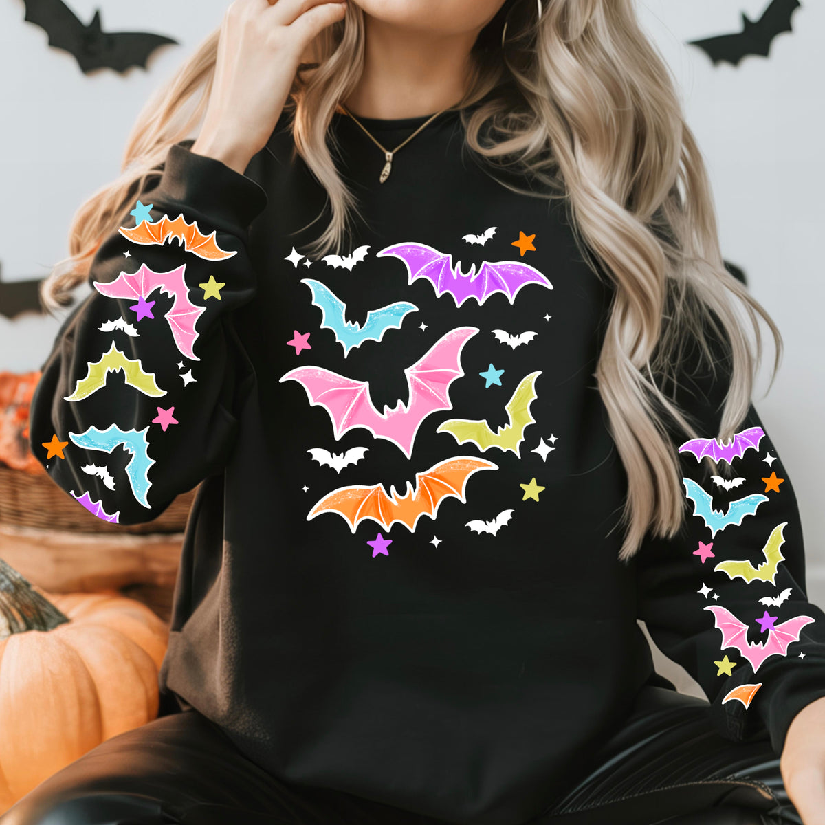 Rainbow bats (white) (csc) (front only) DTF Transfer