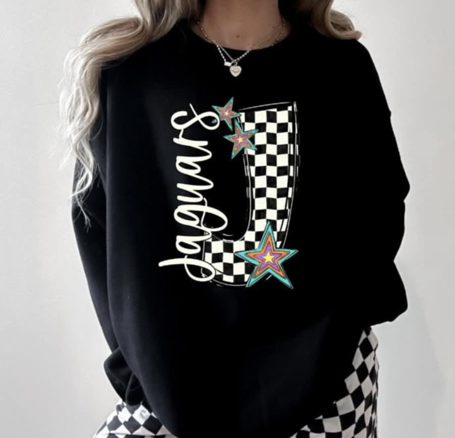 J jaguars checkered with stars (S&G) 87081 DTF transfer