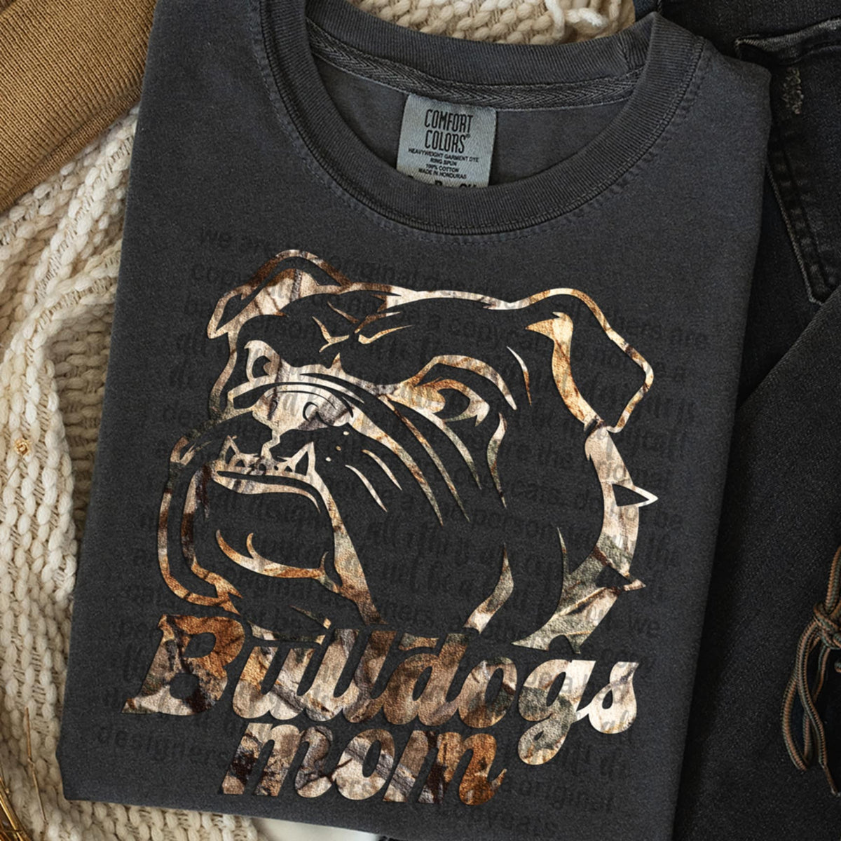 Bulldogs Mom Camo TTD DTF transfer