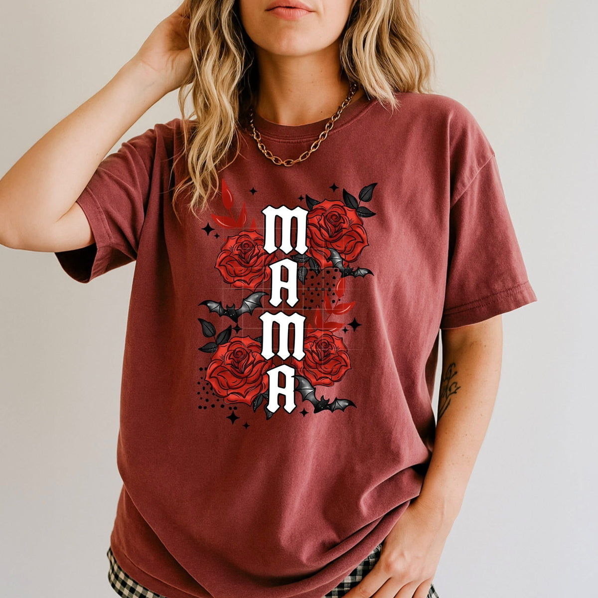 Mama stacked roses (black accents) CSC DTF Transfer