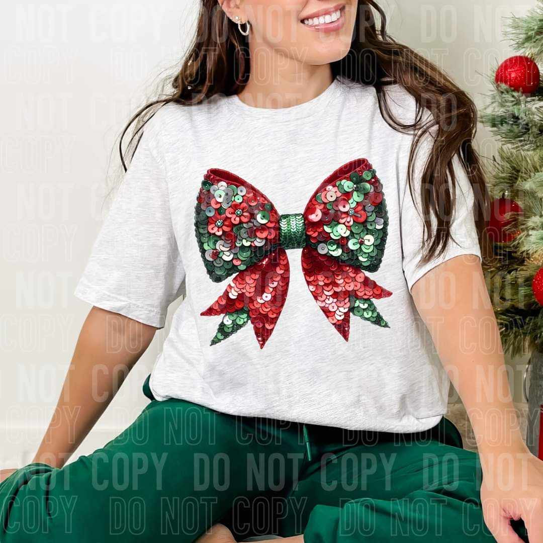 Sequin Christmas bow (SBB) 58710 DTF transfer