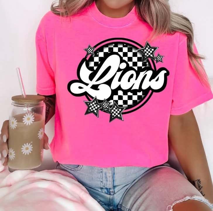 Lions checkered circle (S&G) 82325 DTF transfer