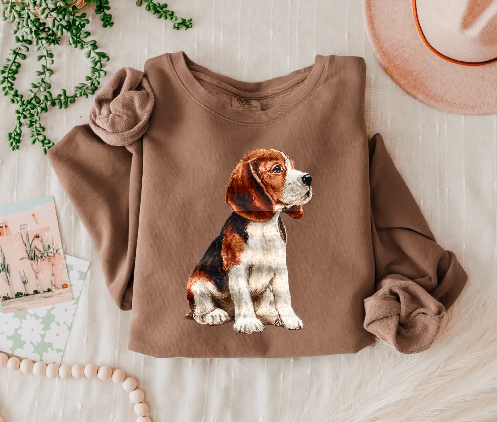 Needlepoint Beagle 2 (s&g) DTF Transfer