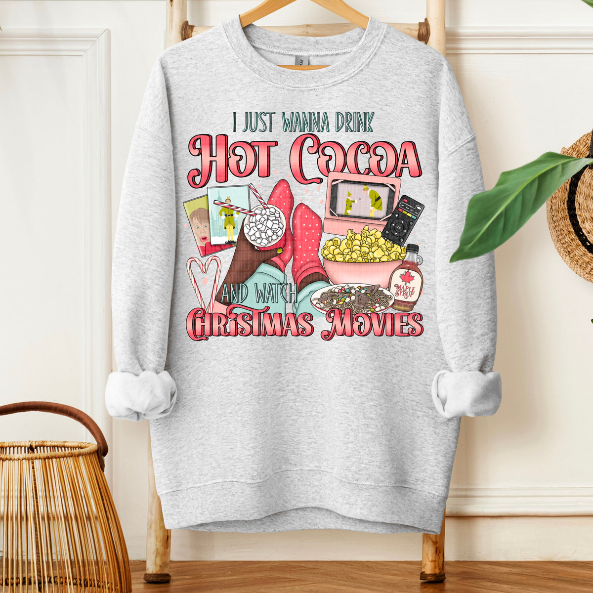 Hot Cocoa and Christmas Movies dark skin tone 113317 DTF transfer