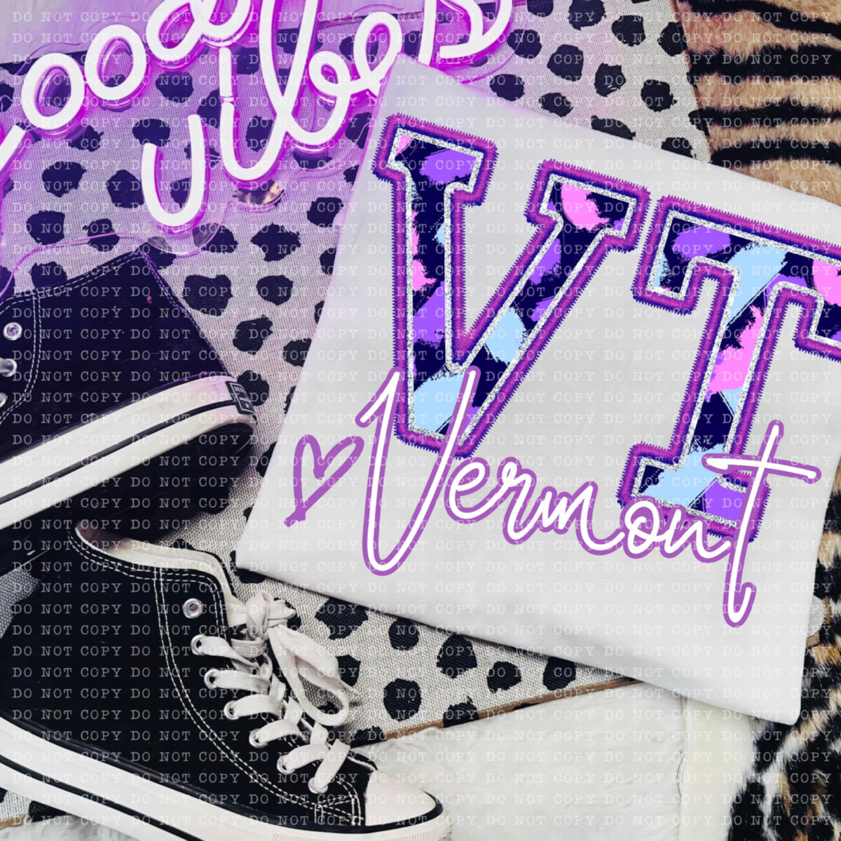 VT Vermont purple brushstrokes (ECHT) 94019 DTF transfer