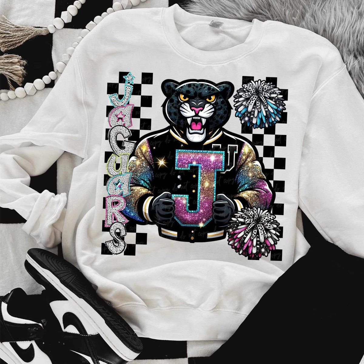 Jaguars Dalmatian filled with mascot pom poms (VIRGO) 58047 DTF transfer