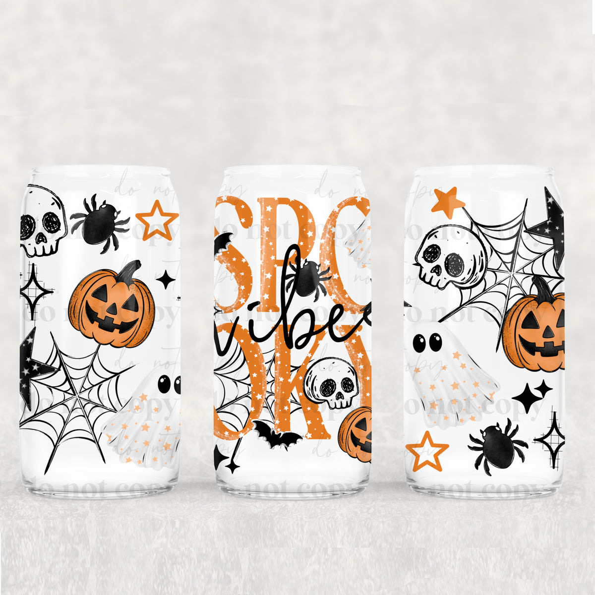 Spooky vibes orange with white stars (CSC) UV DTF WRAP