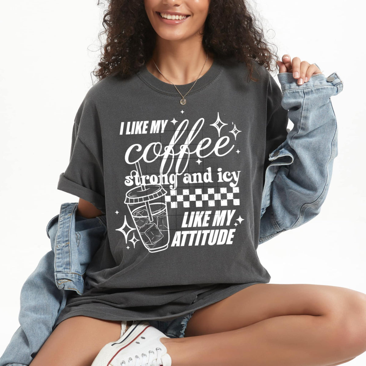 I like my coffee strong and icy white font (CSC) 99153 DTF transfer
