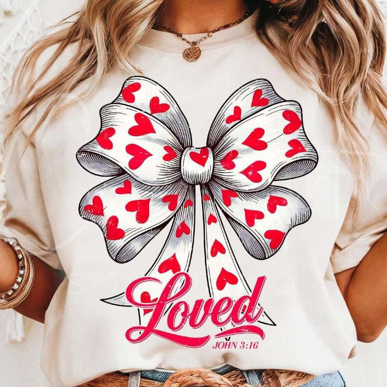 Loved Valentine bow 75912 DTF transfer