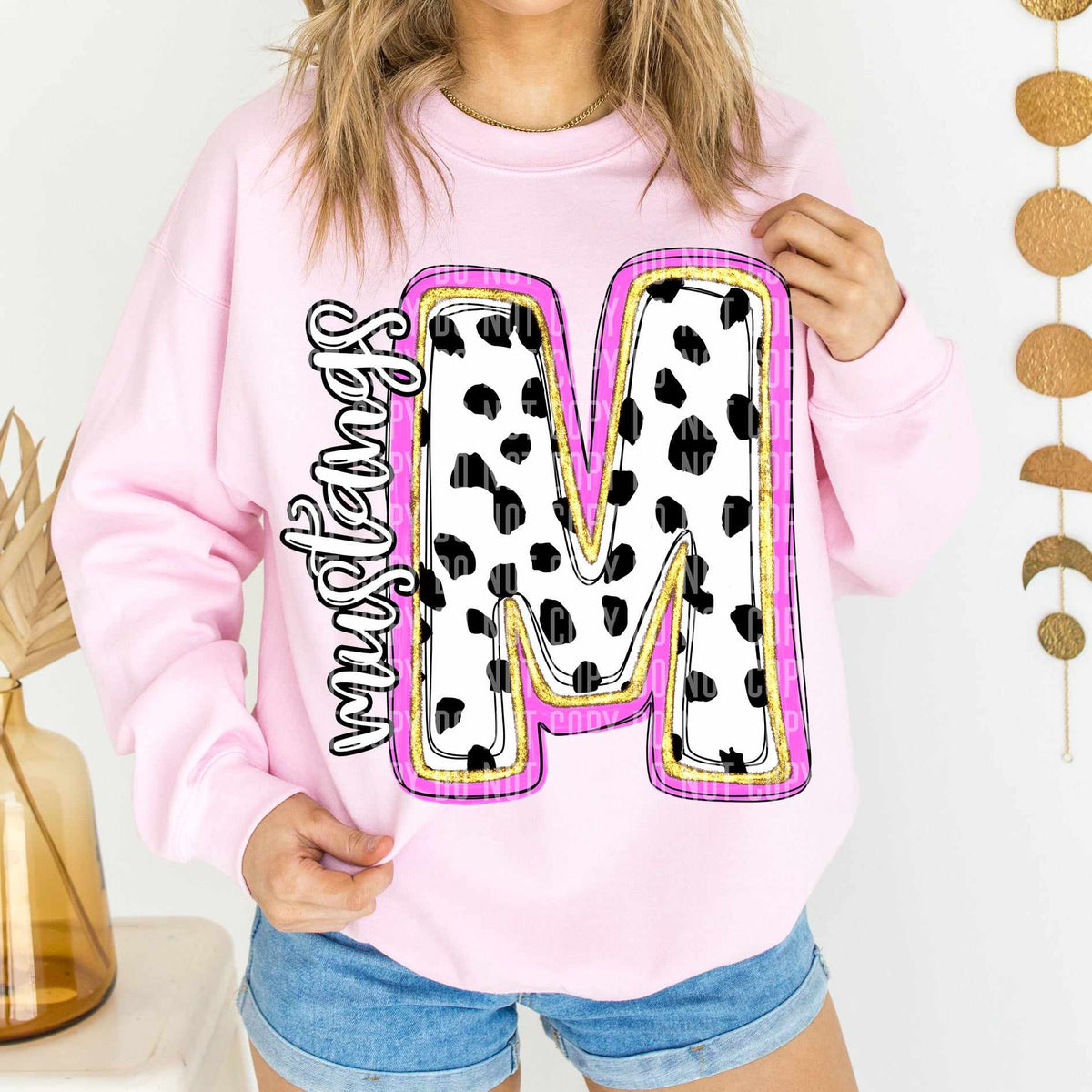 Mustangs Polka Font Mascot Caplinger 56240 DTF transfer