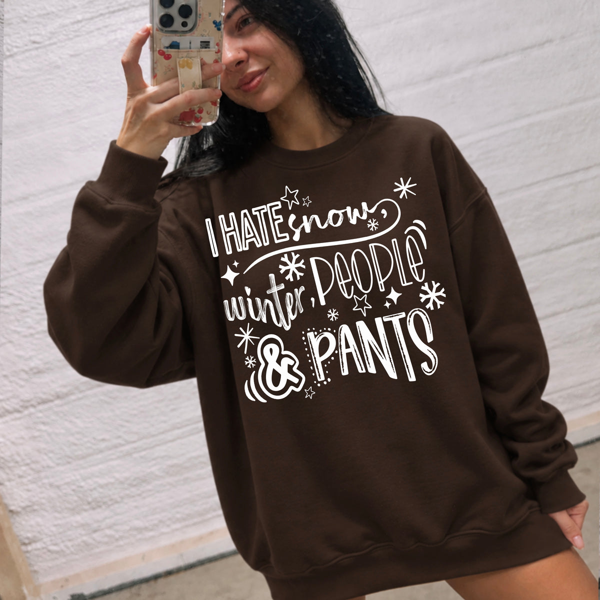 I hate snow people winter and pants (white) (csc) DTF Transfer