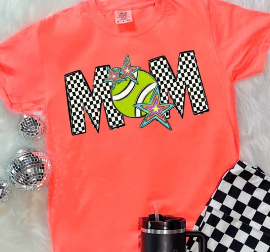 Mom checkered with tennis ball (S&G) 87074 DTF transfer