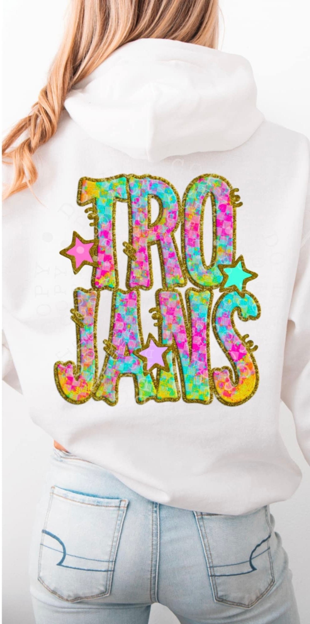 Trojans colorful checkered (C’s) 91516 DTF transfer