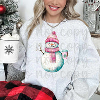 Snowman pink winter wear (JJ) 65478 DTF transfer