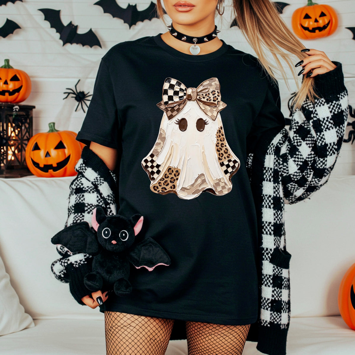 Plaid leopard faux painted ghost Sunday Special DTF transfer