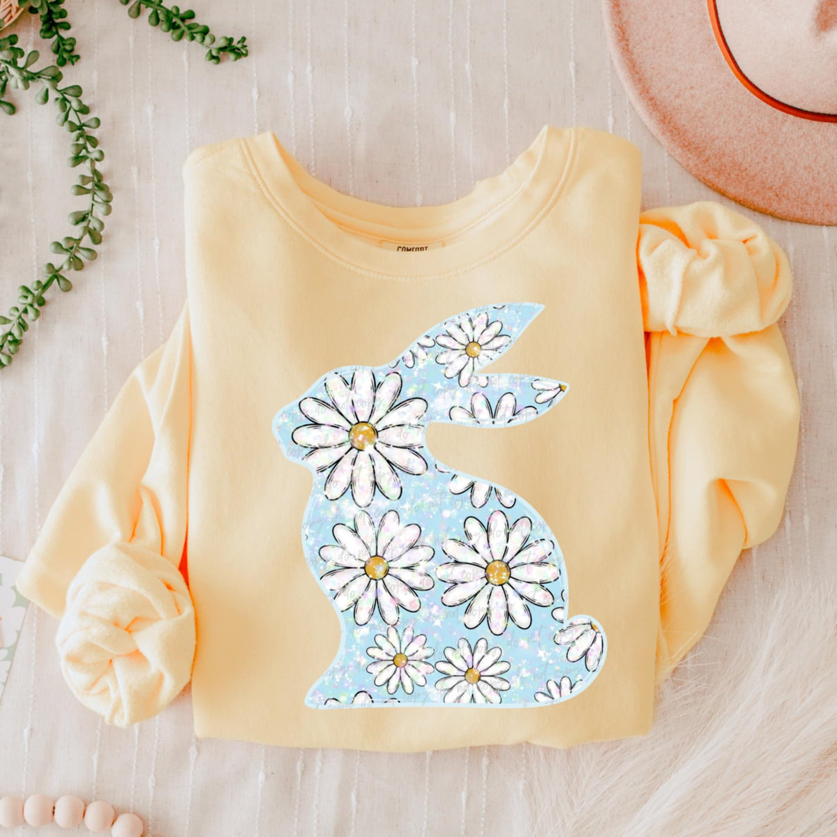 Blue floral bunny (VIRGO) 90634 DTF transfer