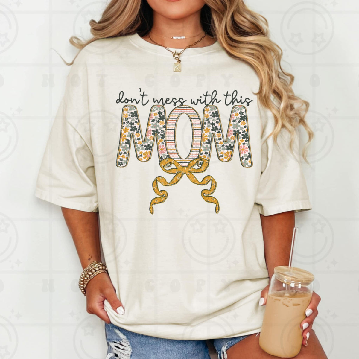 Don’t mess with this mom yellow bow (HW) 92396 DTF transfer