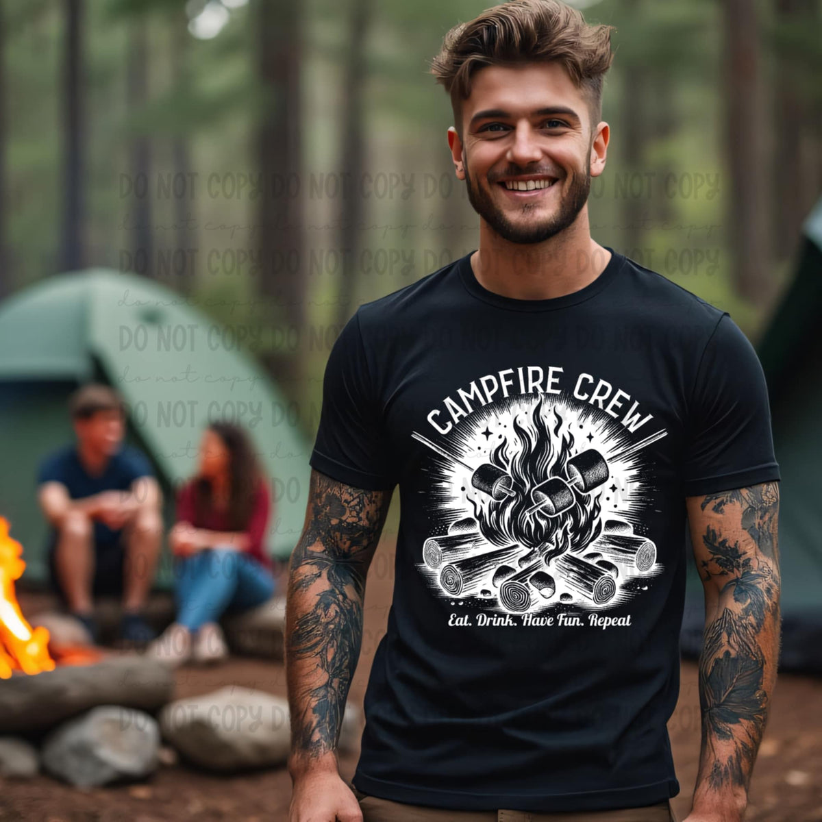 Camping crew Eat. Drink. Have fun. Repeat  WHITE (Revel) 99782 DTF transfer