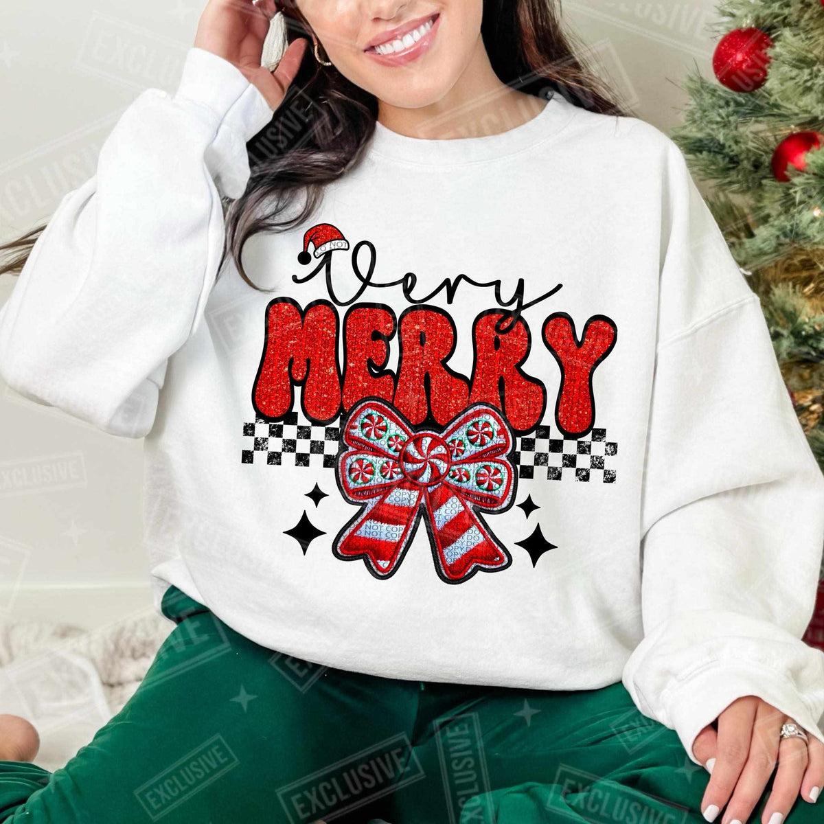Very merry candy cane bow exclusive (HW) 60166 DTF transfer