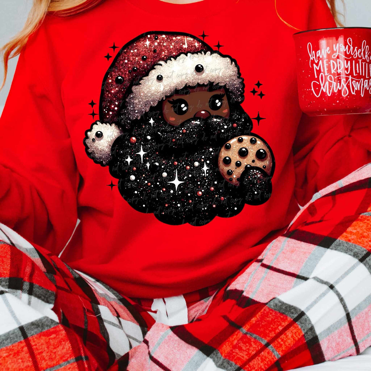 Dark Santa eating cookies 53387 DTF transfers