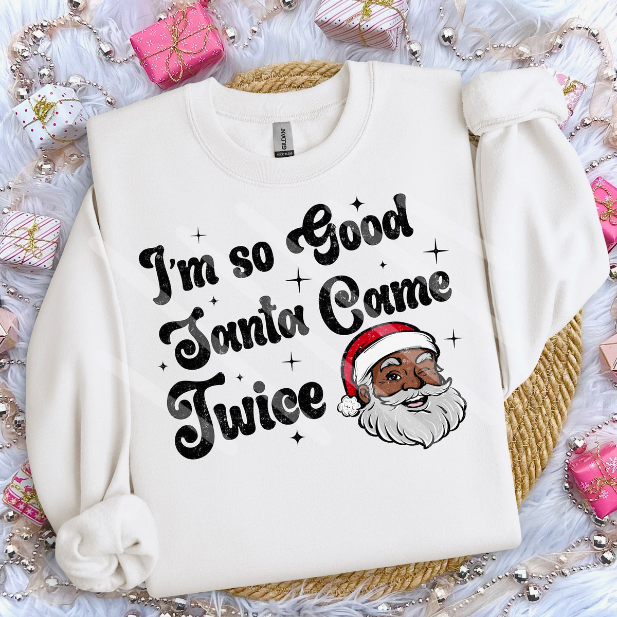 Santa Came Twice darker skin tone (scarlow) 114346 DTF transfer