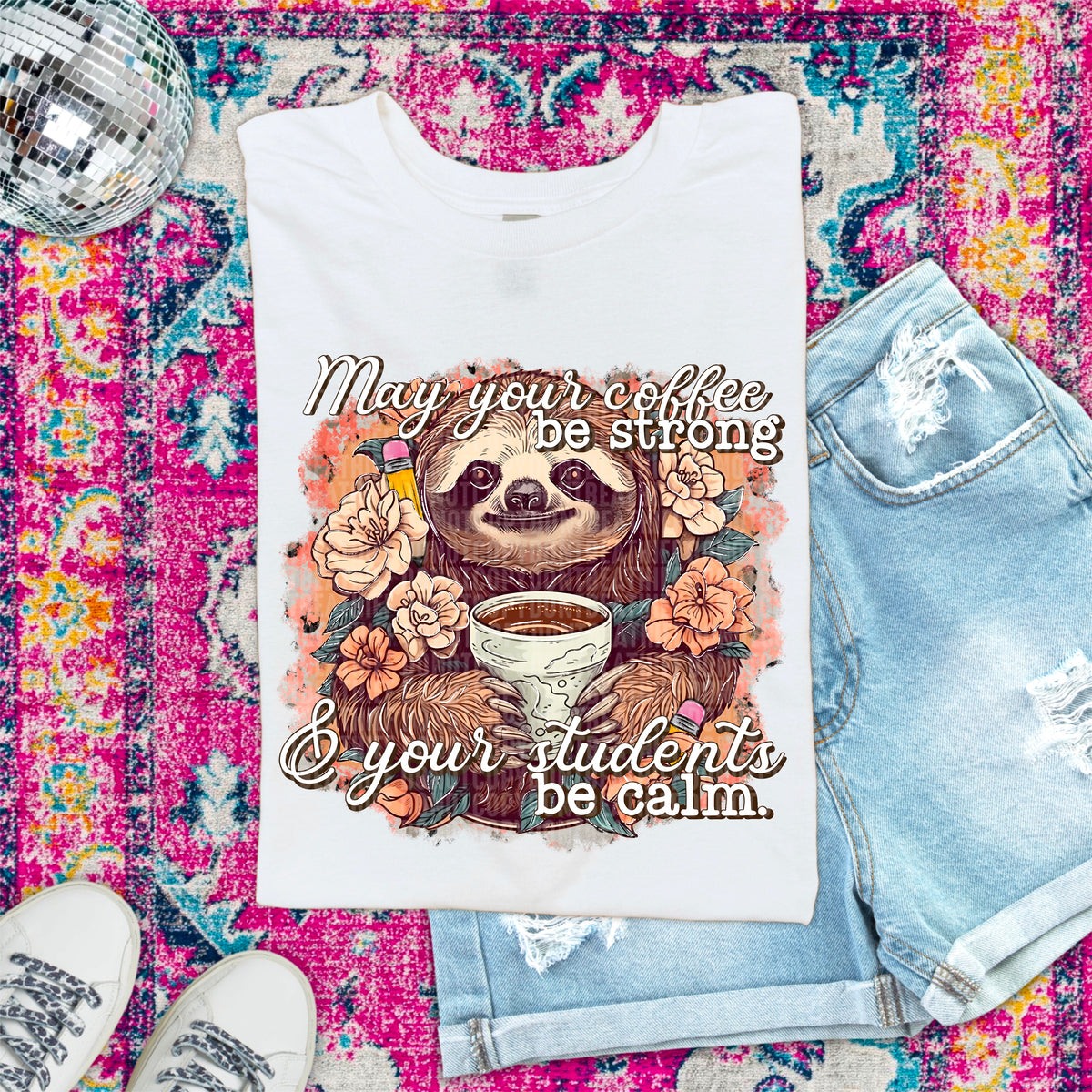 May your coffee be strong & your students be calm 103689 DTF transfer