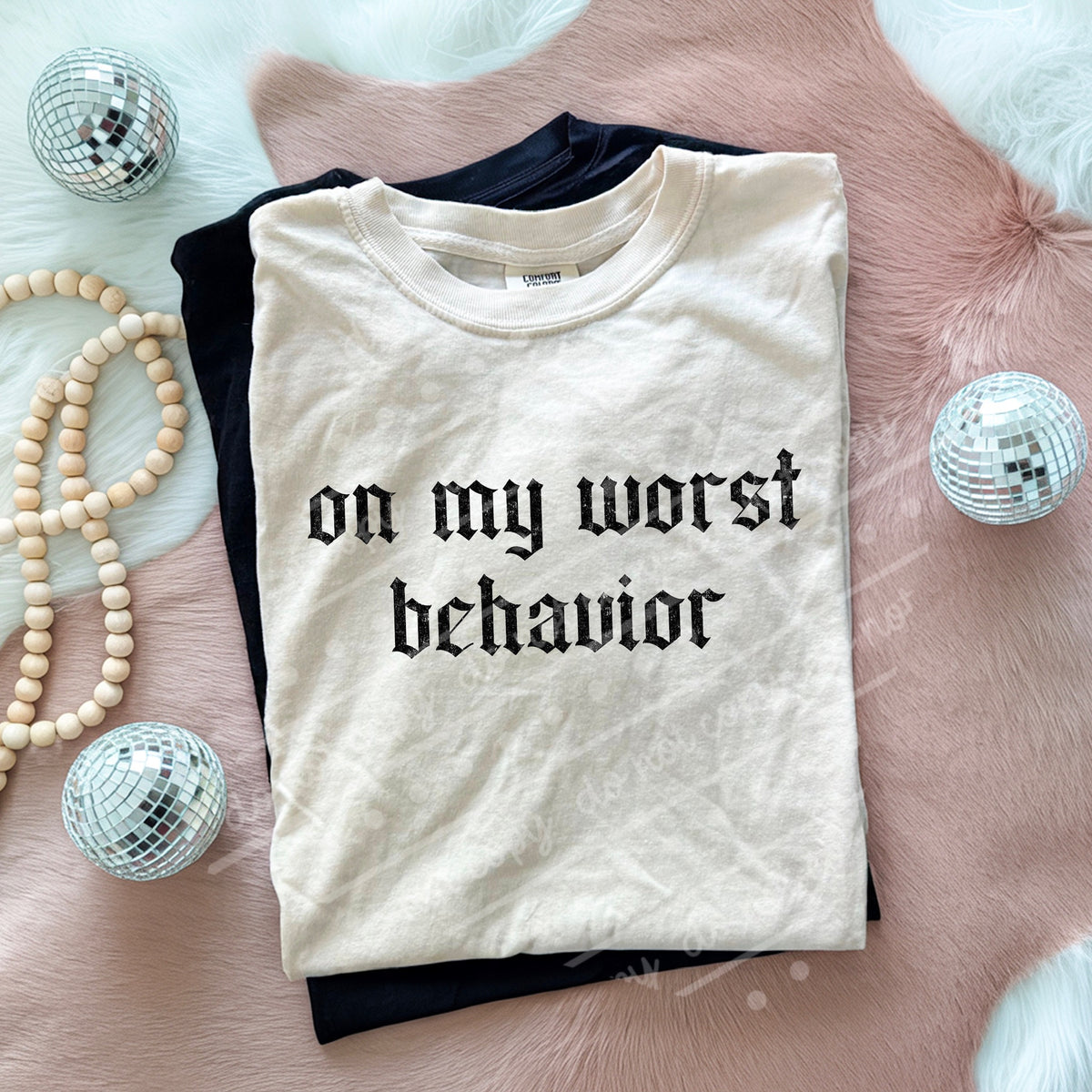 On my worst behavior black (scarlow) DTF transfer