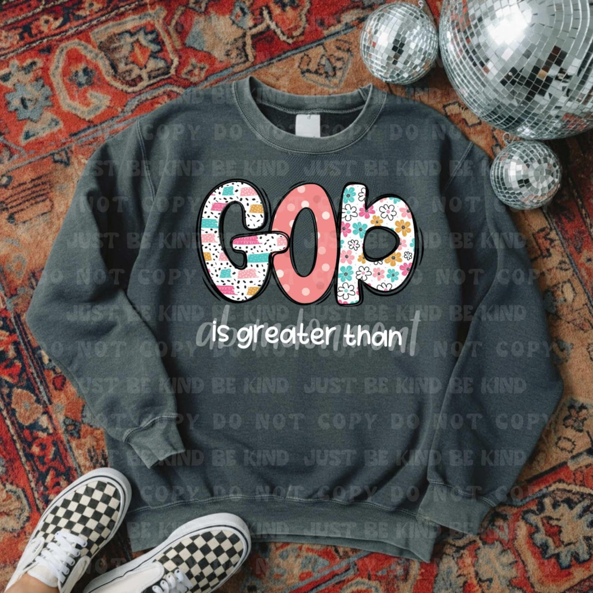 God is greater than abandonment color and white (VLB) 87418 DTF transfer