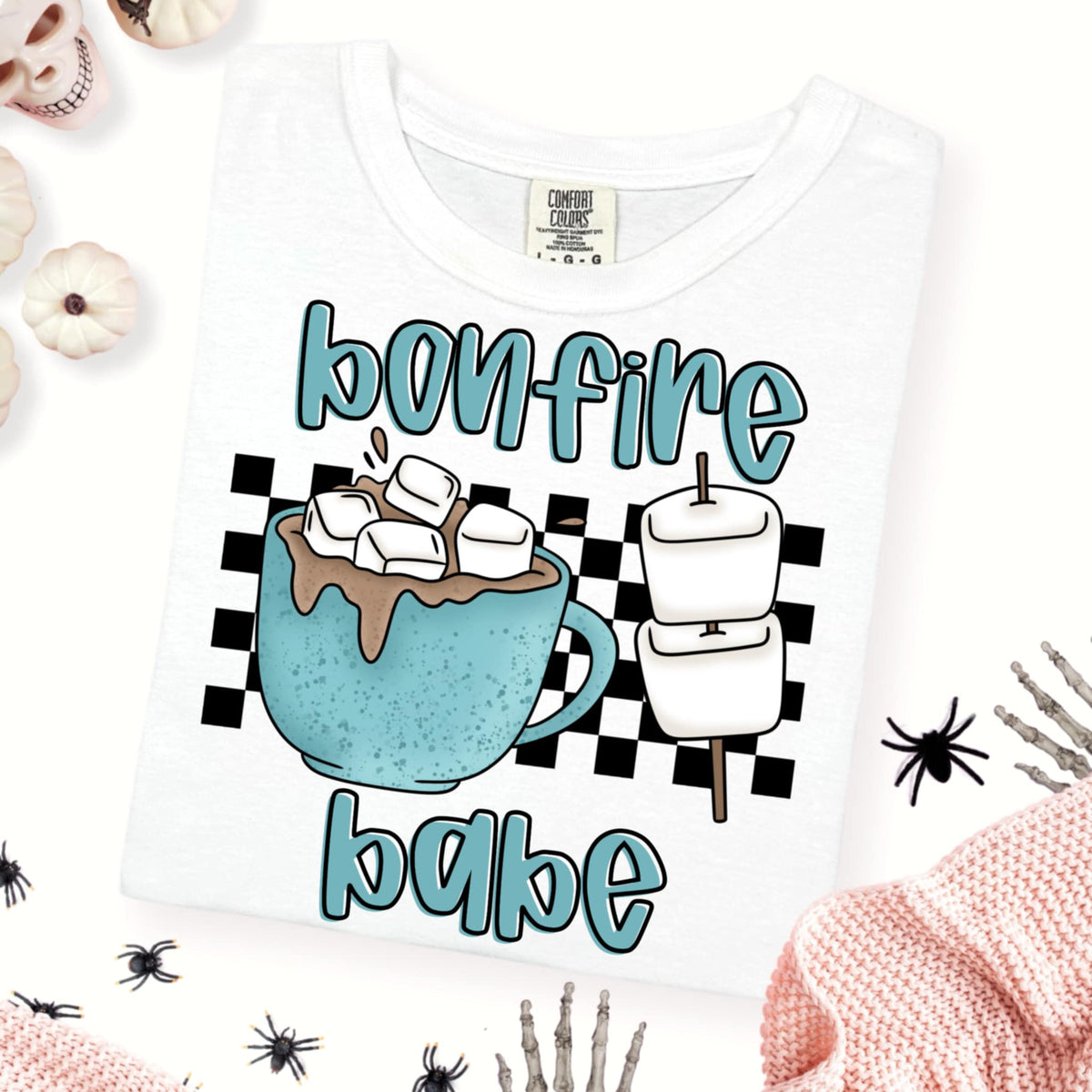 Bonfire babe BLACK checkered  (CMD) 109438 DTF transfer