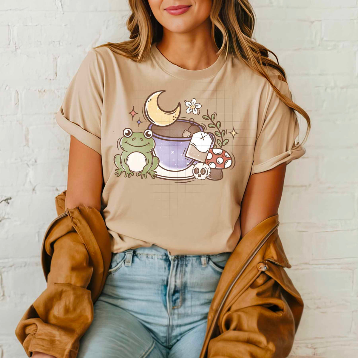 Tea with frog moon and mushroom (CSC) 84271 DTF transfer